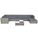 Salon de jardin meuble d'extérieur ensemble de mobilier 8 pièces avec coussins résine tressée gris 02_0017674