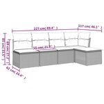 vidaXL Salon de jardin 5 Pièces avec coussins gris résine tressée