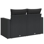 vidaXL Canapé de jardin avec coussins 2 places noir résine tressée
