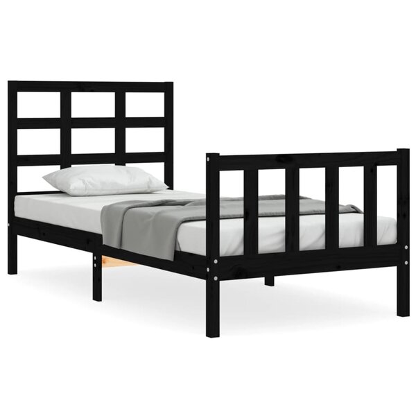 vidaXL Cadre de lit sans matelas noir bois de pin massif