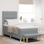 Lit à ressort vidaXL avec matelas et banc gris clair 100x200 cm en tissu