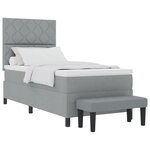 vidaXL Lit à ressort avec matelas et banc gris clair 90x190 cm en tissu