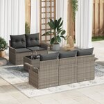 Ensemble de Canapés de Jardin de 6 pièces avec coussins en rattan poly gris
