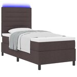 vidaXL Lit à ressorts avec matelas et LED  marron foncé  90x200 cm  tissu