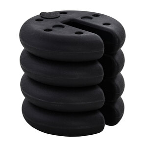 Lot de 4 poids de lestage rond pour tonnelle barnum tente dim. Ø 25 x 6H cm HDPE noir