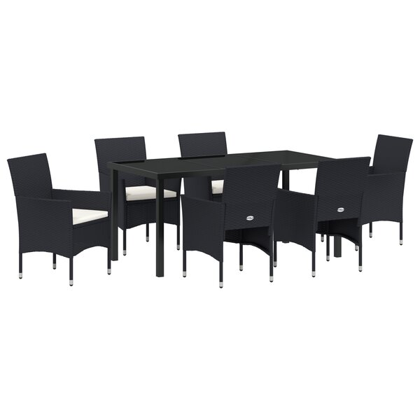 vidaXL Ensemble de Salle à Manger de Jardin 7 Pièces Noir Poly Rotin