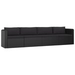 vidaXL Salon de jardin 9 Pièces avec coussins Résine tressée Noir