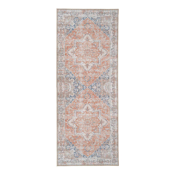Tapis de couloir orange et bleu 80 x 200 cm