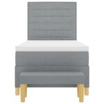 vidaXL Lit à ressorts avec matelas et banc Gris clair 90x200 cm Tissu