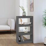 vidaXL Bibliothèque/Séparateur de pièce Gris 60x30x103 5 cm Pin massif