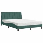 vidaXL Lit avec matelas vert foncé 140x190 cm velours