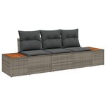 Set de Canapé de Jardin 3 pièces avec Coussins en Rattan Poly Gris Acacia