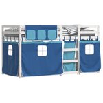 vidaXL Lit superposé avec rideaux bleu 90x190 cm bois pin massif