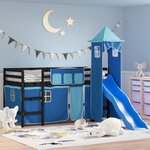 vidaXL Lit mezzanine enfants avec tour bleu 80x200cm bois pin massif