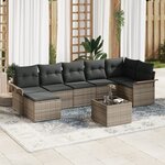 vidaXL Ensemble de canapé de jardin 7 pièces avec coussins en poly rotin noir