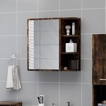vidaXL Armoire à miroir de salle de bain Chêne fumé 62 5x20 5x64 cm