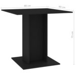 vidaXL Table à manger Noir 80x80x75 cm bois d'ingénierie