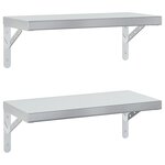 vidaXL Étagères murales 2 Pièces 50x23 5 cm argenté acier inoxydable