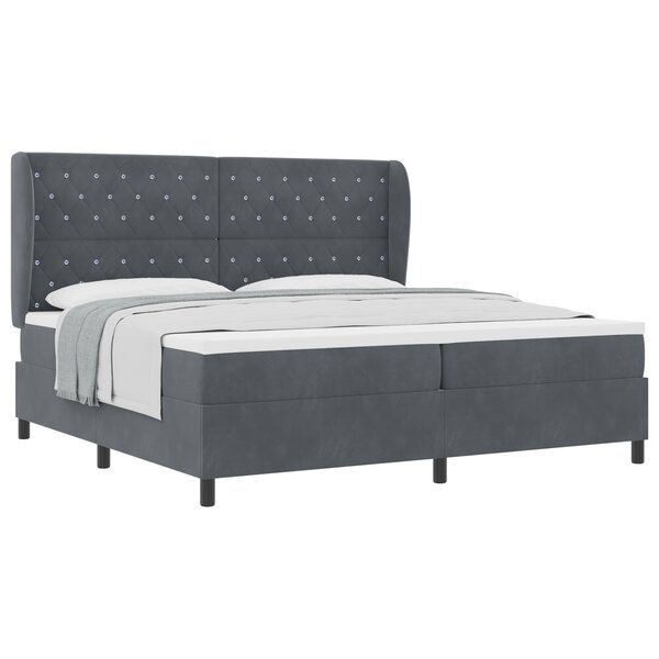 vidaXL Lit à ressorts avec matelas gris foncé 200x200 cm en velours
