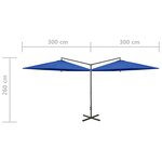 vidaXL Parasol de jardin double avec mât en acier bleu azuré 600 cm