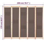 vidaXL Cloison de séparation 5 panneaux Marron 200 x 170 x 4 cm Tissu