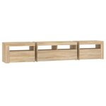 vidaXL Meuble TV avec lumières LED Chêne sonoma 210x35x40 cm