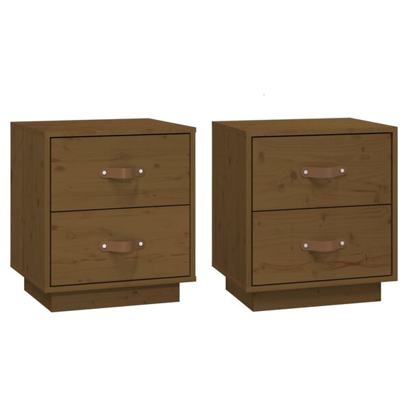  vidaXL Tables de chevet 2 Pièces Marron miel 40x34x45 cm Bois pin massif