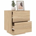vidaXL Armoire de chevet avec lumières LED chêne sonoma