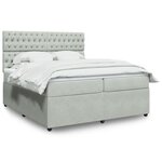 vidaXL Sommier à lattes de lit et matelas Gris clair 200x200cm Velours