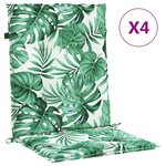 vidaXL Coussins de chaise à dossier bas lot de 4 modèle de feuille