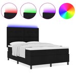 vidaXL Lit avec sommier avec matelas & LED noir 140x200 cm en tissu