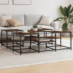 vidaXL Table basse chêne fumé 121x121x40 cm bois d'ingénierie