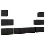 vidaXL Ensemble de meubles TV 8 Pièces Noir Bois d'ingénierie