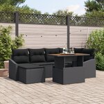 vidaXL Ensemble Canapés Jardin 7 Pièces avec Coussins Rattan Poly Noir