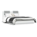 vidaXL Cadre de lit avec LED sans matelas blanc 135x190 cm
