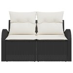 vidaXL Canapé de jardin 2 places avec rangement et coussins en rattan noir