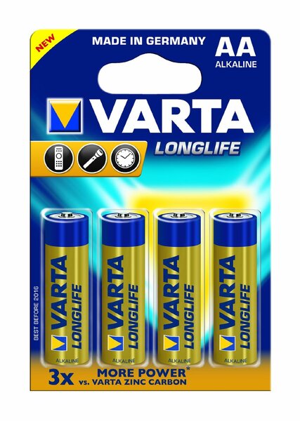Blister de 4 Piles Longlife Extra 4106 AA Mignon LR6 VARTA