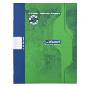 Cahier piqué brouillon 17x22 48p séyès 56g 100% recyclé, vert CALLIGRAPHE