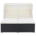vidaXL Transat à 2 places avec coussin Résine tressée Noir