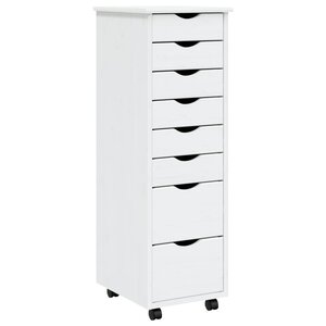 vidaXL Armoire roulante avec tiroirs MOSS blanc bois de pin solide