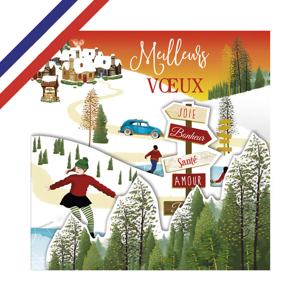 Carte tri-volet meilleurs vœux paysage
