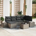 vidaXL Ensemble de canapés de jardin 6 pièces avec coussins noirs en rotin synthétique