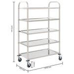 vidaXL Chariot de cuisine à 5 niveaux 107x55x147 cm Acier inoxydable