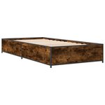 vidaXL Cadre de lit chêne fumé 75x190 cm bois d'ingénierie et métal