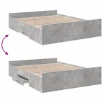 vidaXL Cadre de lit avec tiroirs sans matelas gris béton 150x200 cm