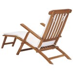 vidaXL Chaise longue avec coussin Blanc crème Bois de teck solide