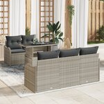 Ensemble de Canapé de Jardin 6 Pièces avec Coussins Gris Clair en Rattan Poly