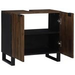 vidaXL Cabinet sous évier Noyer Bois massif  Métal Moyen Épuré