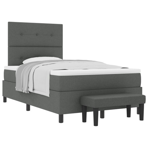 vidaXL Lit Box Spring avec Matelas & Banc Gris Foncé 120x190 cm Tissu