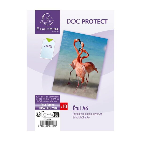 Sachet De 10 Étuis De Protection Simple Pvc Lisse 20/100e - A6 - Cristal - X 10 - Exacompta
